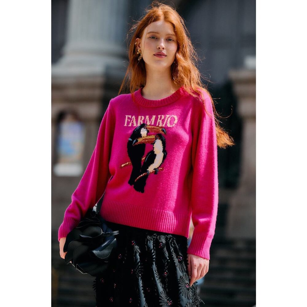 Farm Rio Toucan Embroidered Sweater NWT Small